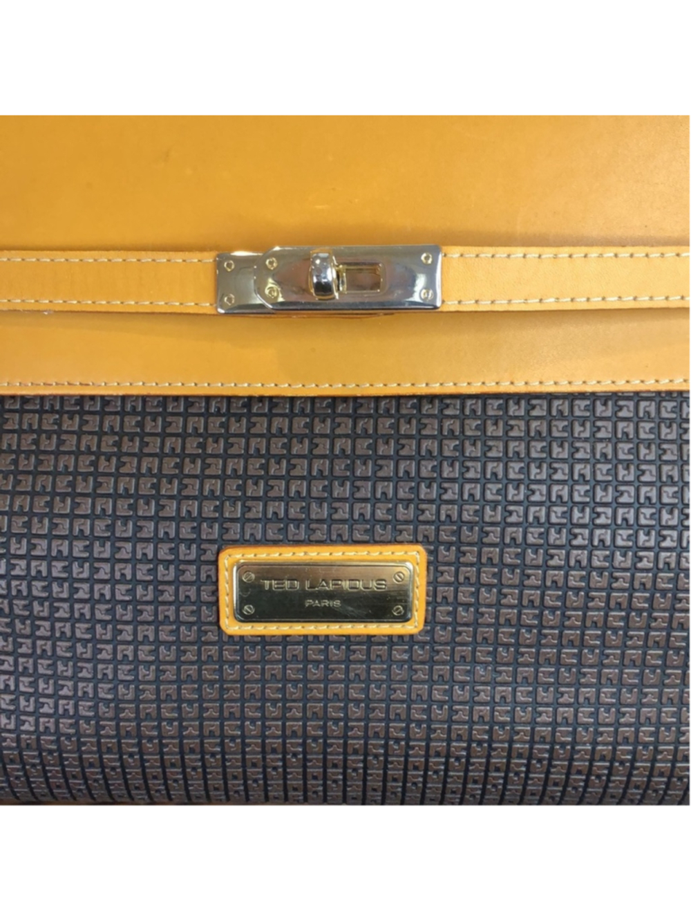 TED LAPIDUS Caramel Leather Top Handle & Monogram Embossed Crossbody Satchel - Picture 10 of 17
